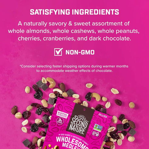 12 Count, 2.25 oz Packs, Second Nature Wholesome Medley Trail Mix - Individual Snack Certified Gluten-Free Dark