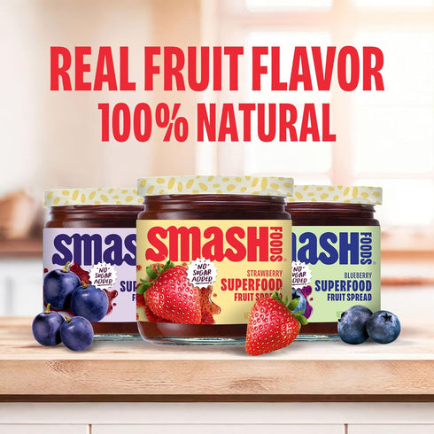 3-Pack Smash Foods Jam, Variety Family Favorites | No Sugar Added, Naturally Sweet Jelly | Keto Friendly, Low Calorie