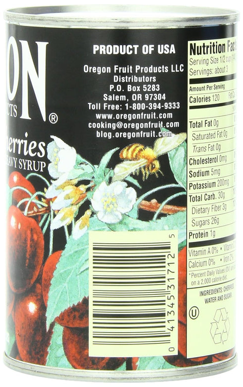 15 (Pack 8) Oregon Fruit Products Dark Sweet Cherries in Heavy Syrup, Ounce