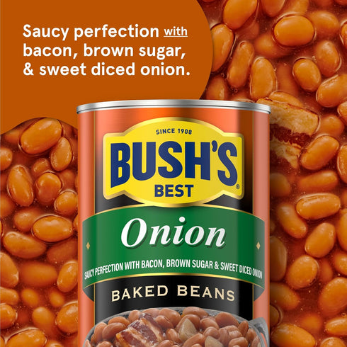 (Pack 1), 28 oz Bush's Canned Onion Baked Beans of Protein, Good Source of Fiber, Low Fat, Gluten Free