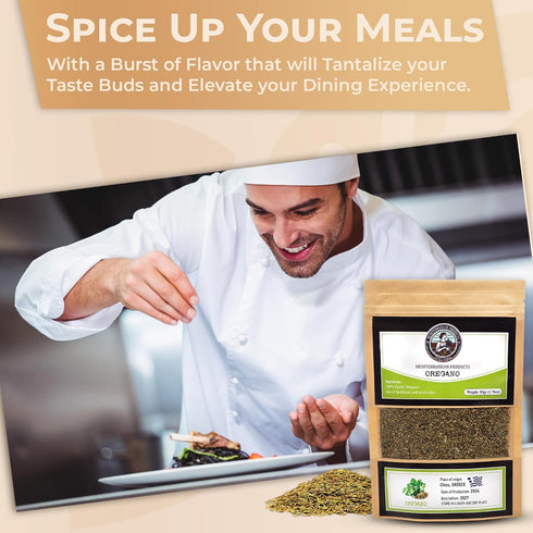 Greek Oregano Dried - Mediterranean Products Organic Oregano, Premium Leaves, Hand Picked, No Pesticides