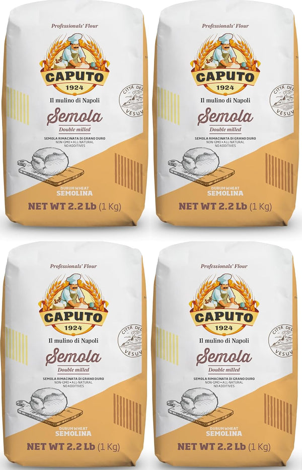 Antimo Caputo Semolina Flour 2.2 LB Bag (Pack of 4) - Semola di Grano