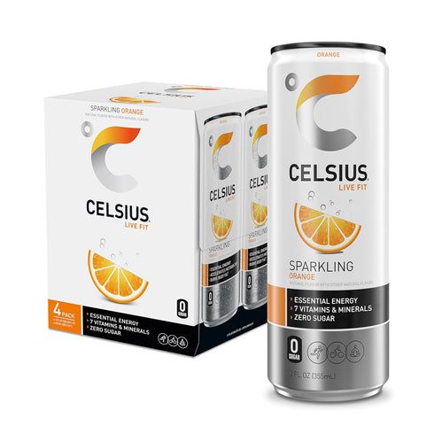 CELSIUS Sparkling Orange, Sugar Free Energy Drink, 12 Fl Oz (Pack of