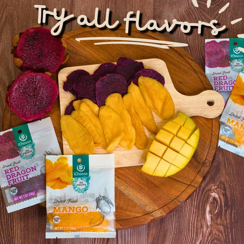 Packs 2 oz Pack 5 IChoose Dried Red Dragon Fruit Snack | Chewy Dried Pitaya Slices | of | Exotic Superfruit Snack |
