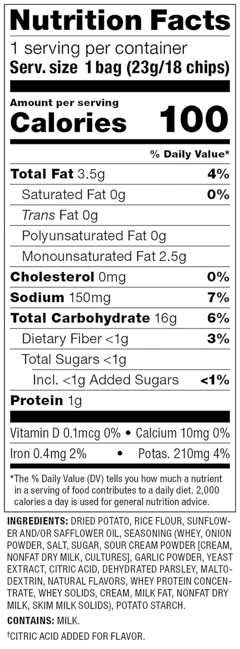 0.8 oz (Pack 24) Popchips Sea Salt & Vinegar Potato Chips Single Serve Bags