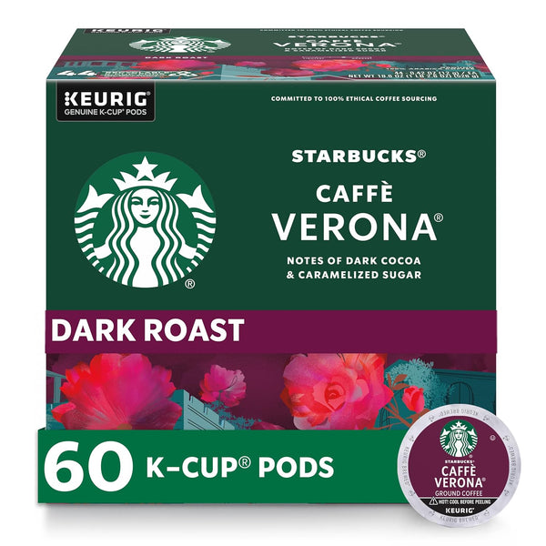 Starbucks K-Cup Coffee Pods, Dark Roast Hot or Iced Coffee, Caff Verona,