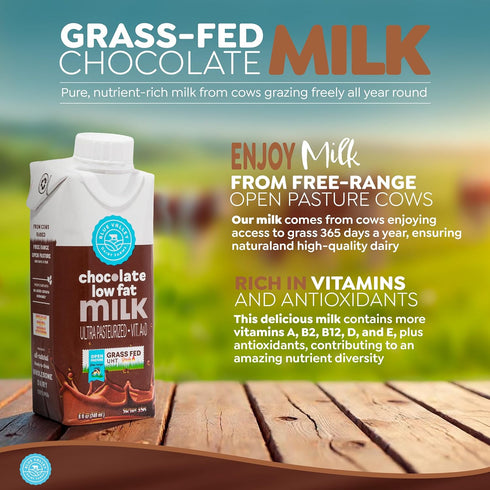 Blue valley dairy farms Yisroel-8 Oz-(24 Pack) Blue Valley Grass-Fed Milk Boxes, Low-fat, Chocolate, Shelf
