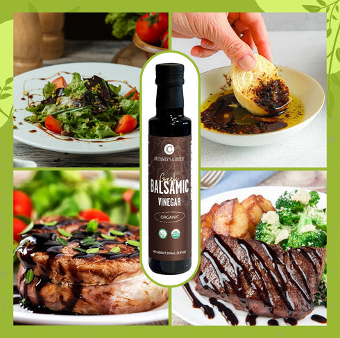 12 100% 8.45 oz, 250mL Dr. Cowans Garden Certified Organic Balsamic Vinegar from Greece, Gourmet Vinegar Matured