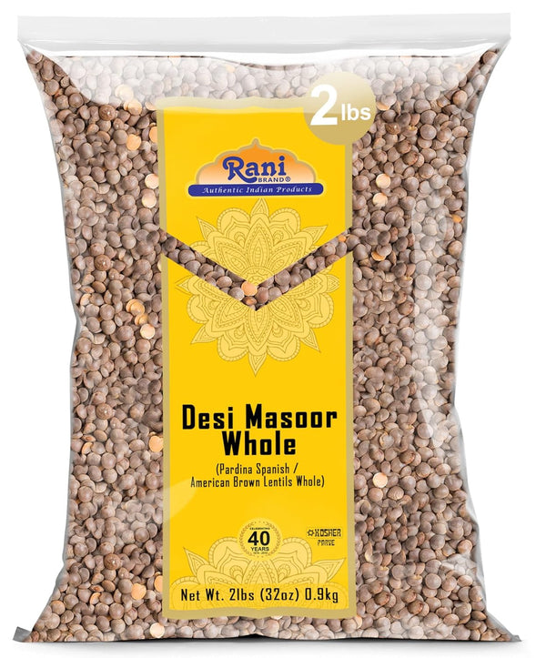 Rani Desi Masoor (Masur) Whole 32oz (2lbs) 908g (aka. Pardina Spanish/American Brown