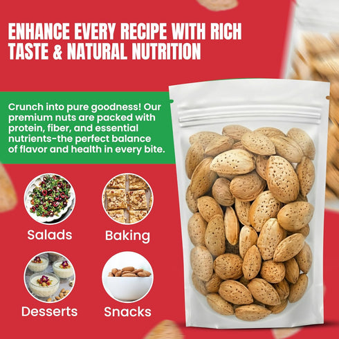 5 lbs (80oz) Jumbo California Almonds In Shell Premium Quality Kosher Raw Almonds By We Got Nuts - Natural & Healthy
