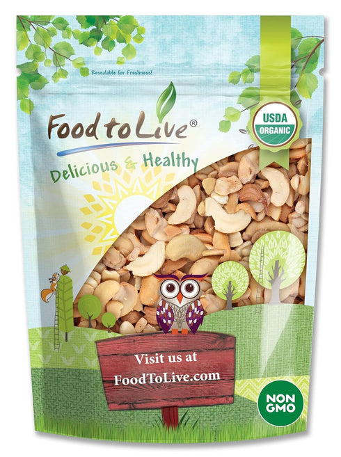 Food to Live Organic Dry Roasted Cashew Halves and Pieces with Himalayan