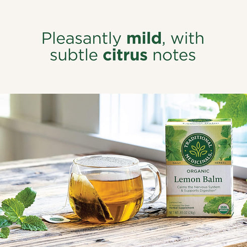 Traditional Medicinals Organic Lemon Balm Herbal Tea, Calming and Supports Digestion, 16 Tea Bags (Pack of 1)