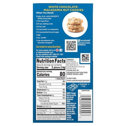 Baker's (4 oz , Premium White Chocolate Baking Bar Box)