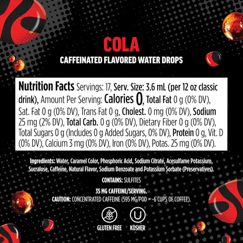 0 17, 12oz WCFCOLAAM,(Pack 6) Ninja Thirsti Flavored Water Drops, SODA Cola, Classic Soda Flavors, Sparkling or Still
