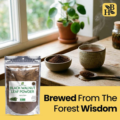 4oz, Herb To Body Black Walnut Leaf Powder - Wildcrafted Juglans Nigra, Finely Ground Dried Black Walnut Leaves