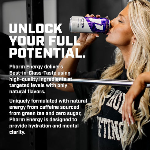 200 B12, 16 Oz 12 Pack Phorm Energy Drink, Grape Smash Flavor, MG Natural Caffeine From Green Tea, Sugar Free