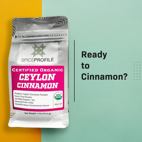 Spice Profile | USDA Organic Ceylon Cinnamon Powder, 4oz Resealable Pouch, 100% Pure for Cooking and Baking