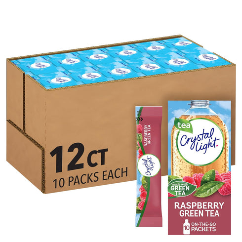 Crystal Light Raspberry Green Tea Naturally Flavored Powdered Drink Mix, 120 ct