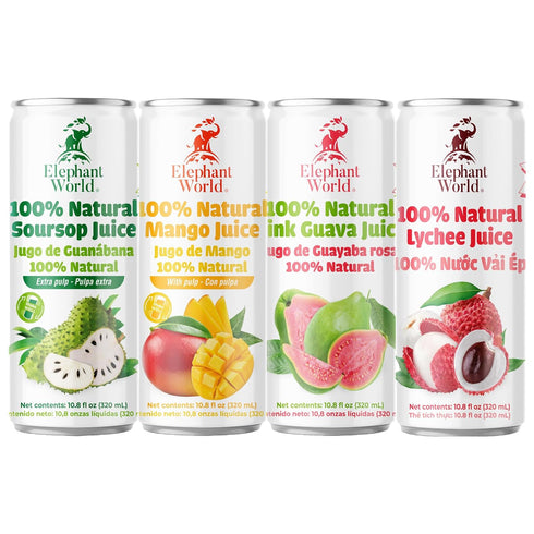 ELEPHANT WORLD 100% Natural Juices | Assorted Superfruits | Soursop-Mango-Guava-Lychee | NO Sugar added