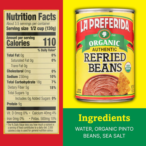 15 (Pack 3) La Preferida Organic Refried Beans, Ounce