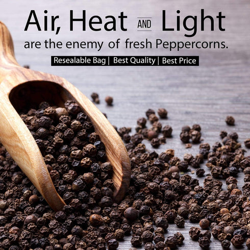Packed 5015 (1Lb-Black The Spice Lab Black Tellicherry Peppercorns for Grinder in the USA - Steam Sterilized Kosher