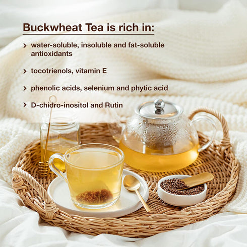Himalayan Buckwheat Tea - 30 Corn Silk Pyramid Teabags, Roasted Tartary Soba Caffeine Free Premium Grade Tea