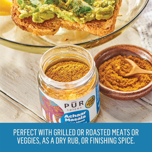 1.8oz PUR Spices Achaar Masala I Indian Pickling Spice I All-Purpose Savory Seasoning Mix and Rub I Made with Chili