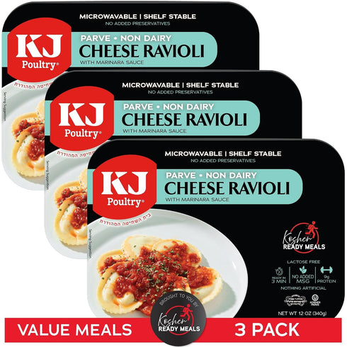 KJ Poultry Kosher Parve Ready Meals - Cheese Ravioli in Tomato Sauce,