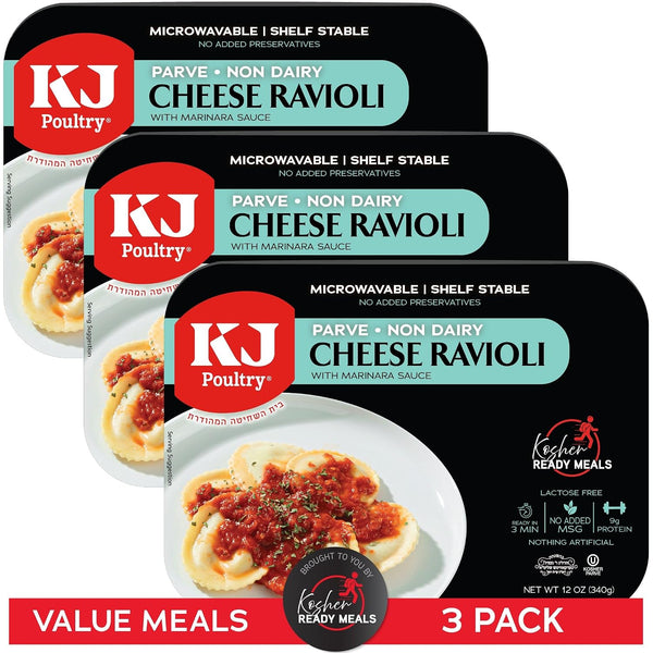 KJ Poultry Kosher Parve Ready Meals - Cheese Ravioli in Tomato Sauce,