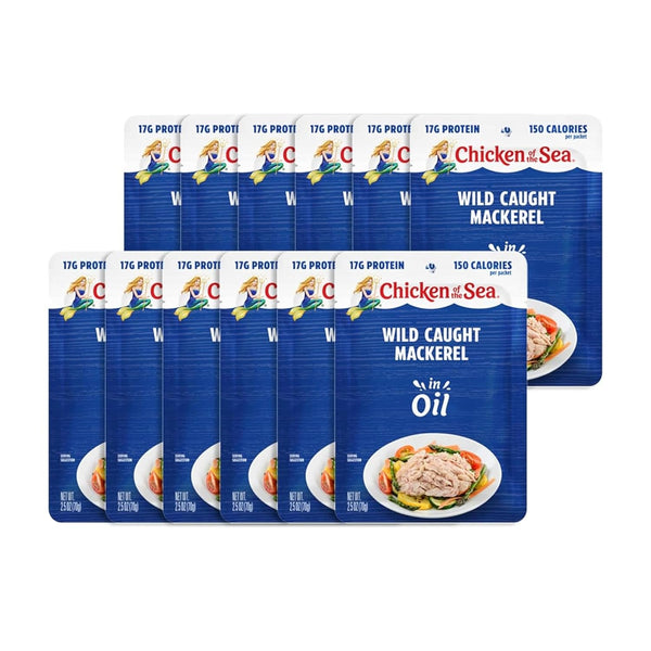Chicken of the Sea Mackerel in Oil, 2.5 oz. Packet (Box of