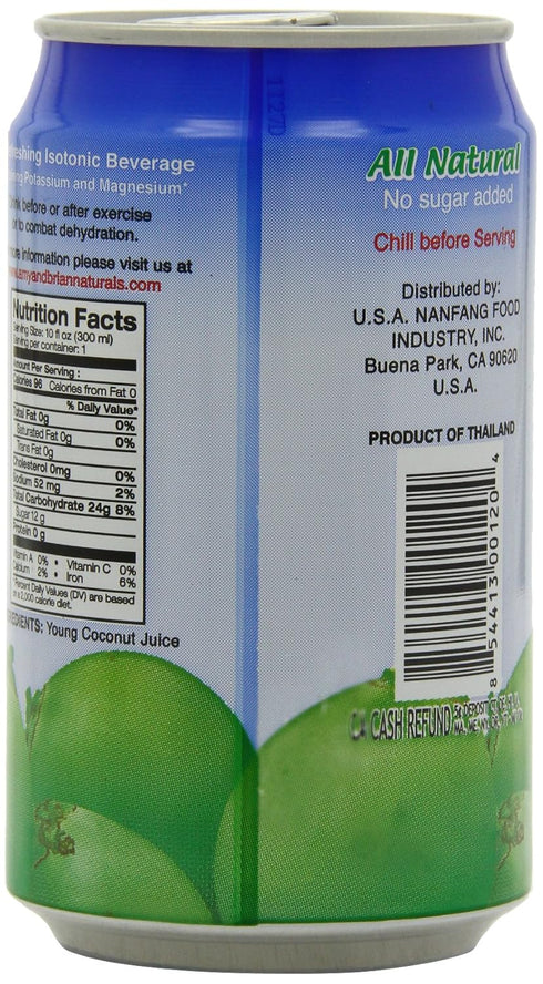 10 Oz (Pack 24) Amy & Brian Coconut Water Original, Fl