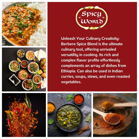 Spicy World Berbere Spice Blend - Authentic Ethiopian Seasoning Hand-Blended, Rich 14-Spice Mix for Flavorful Dishes