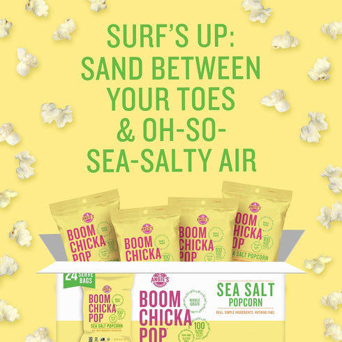0.6 oz. (Pack 24) Angie's BOOMCHICKAPOP Sea Salt Popcorn, Individual Bag
