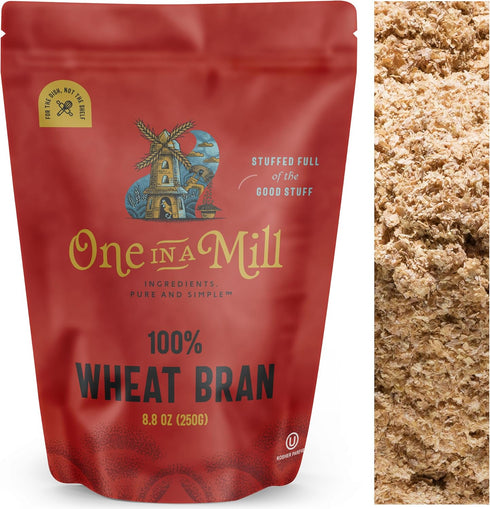 High Fiber Wheat Bran, All-Natural for Baking, Toasting, Cereals, Smoothies, Vegan, Kosher, 8.8oz