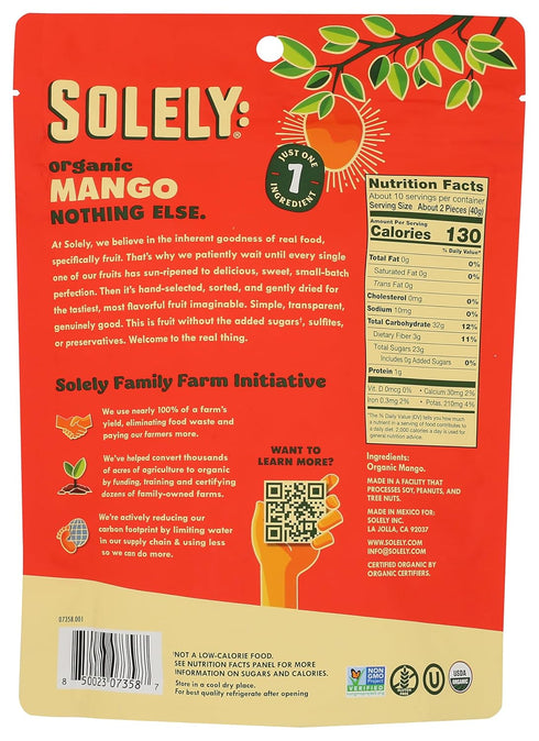14 Solely, Mango Halves Dried Organic, Ounce