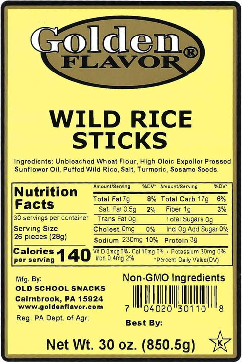 Golden Flavor 30oz (3 Pack) - Wild Rice Sticks - Bags
