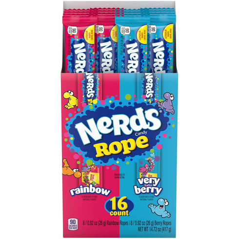 0.92oz (16 NERDS Rope, Candy, Variety Box, Rainbow & Very Berry, ct)