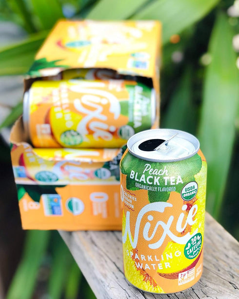 (30mg) 12 oz 24 pack 0 0 0 Nixie Sparkling Water, Peach Black Tea, Lightly Caffeinated | fl cans, | Organic, Vegan