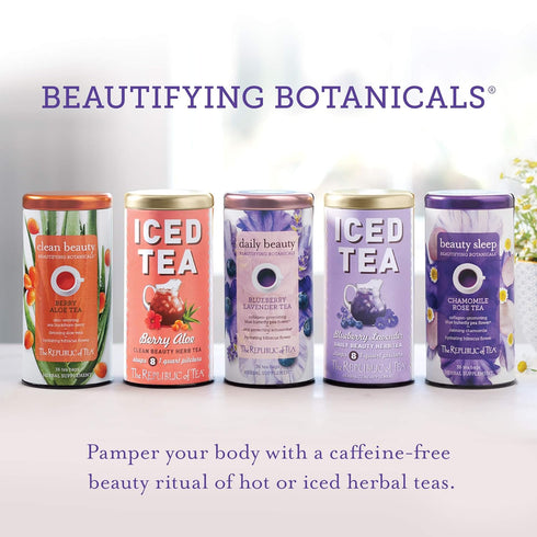 Bags(36 count) The Republic of Tea - Beautifying Botanicals Daily Beauty Blueberry Lavender Herbal Tea