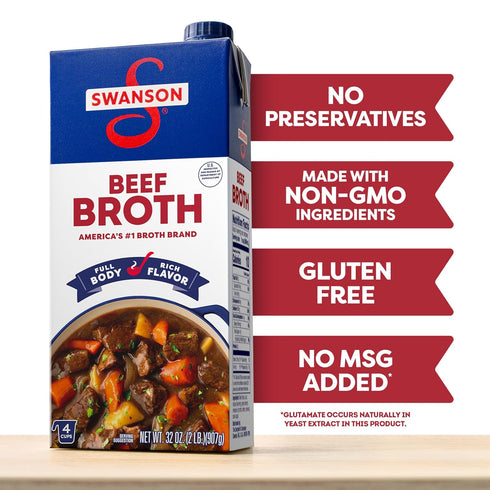 32 oz (Pack 4) Swanson Beef Broth, Carton