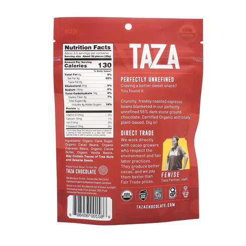 55% 3.5 (4 Count), TAZA chocolate Organic Chocolate Covered Espresso Beans, Dark Chocolate, Ounce Vegan