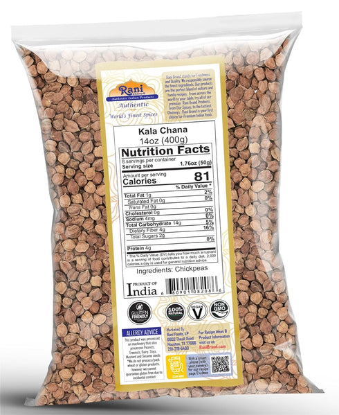 skin)14oz (400g) Rani Kala Chana (Desi Chickpeas Chana with ~ All Natural | Gluten Friendly | NON-GMO | Kosher | Vegan