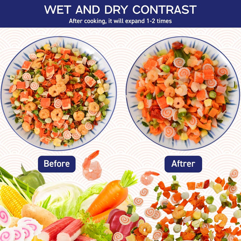 Egcina 100% 11 10.58OZ Dehydrated Freeze-Dried Seafood & Vegetable Mix - Natural Ramen Toppings for Soups, Mixed