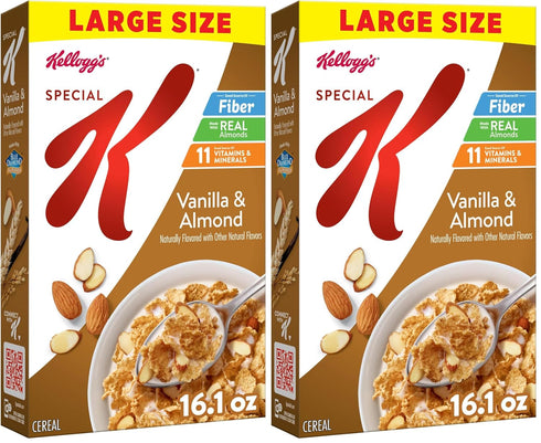 Kellogg's Special K Breakfast Cereal, Fiber Cereal, Family Breakfast, Vanilla and Almond,