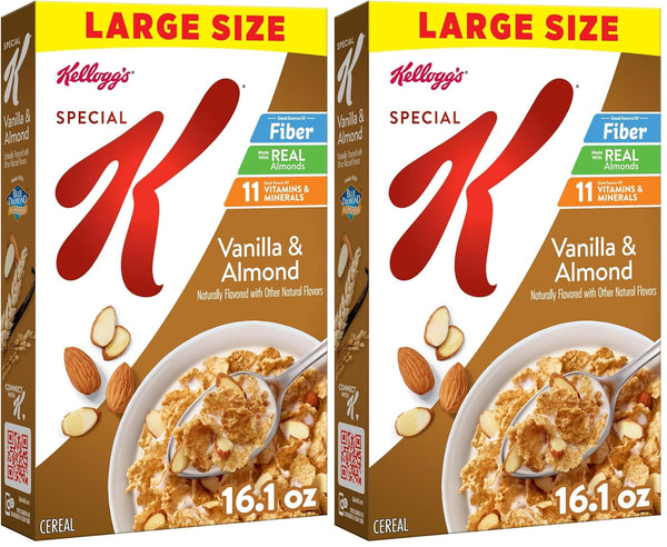 Kellogg's Special K Breakfast Cereal, Fiber Cereal, Family Breakfast, Vanilla and Almond,