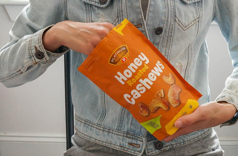 Platinum 11 oz Packs - Honey Roasted Cashews Resealable Pouch | Flavored Cashew Nuts | Sweet Roasted & Tasty Gourmet