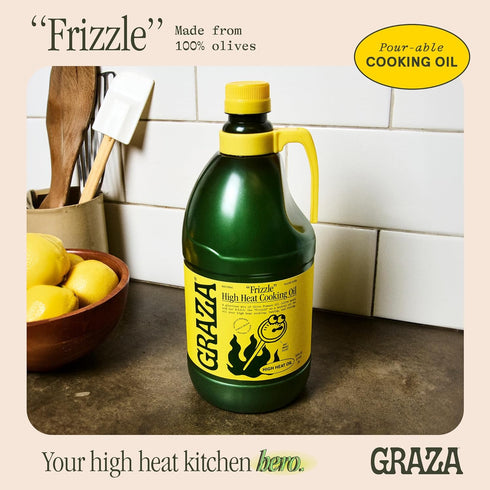 100% 2L (67.6 Oz) Graza Frizzle High Heat Cooking Oil - Cooking Oil with a High Smoke Point & Neutral Flavor in a