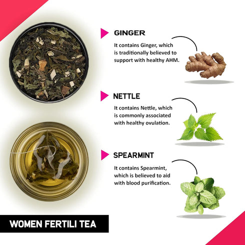 1 30 Teacurry Women Fertility Tea - Month, Teabags - Helps to Boost Natural Fertility, Improve Hormonal Imbalance