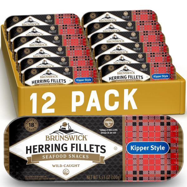 Brunswick Boneless Kipper Style Herring Fillets, 3.53 oz Can (Pack of 12)