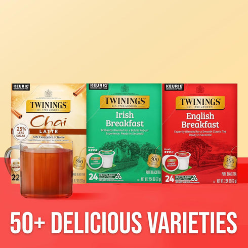 24 Count (Pack 1), Twinings Irish Breakfast Black Tea K-Cup Pods for Keurig, of Robust, Strong, Bold Flavour